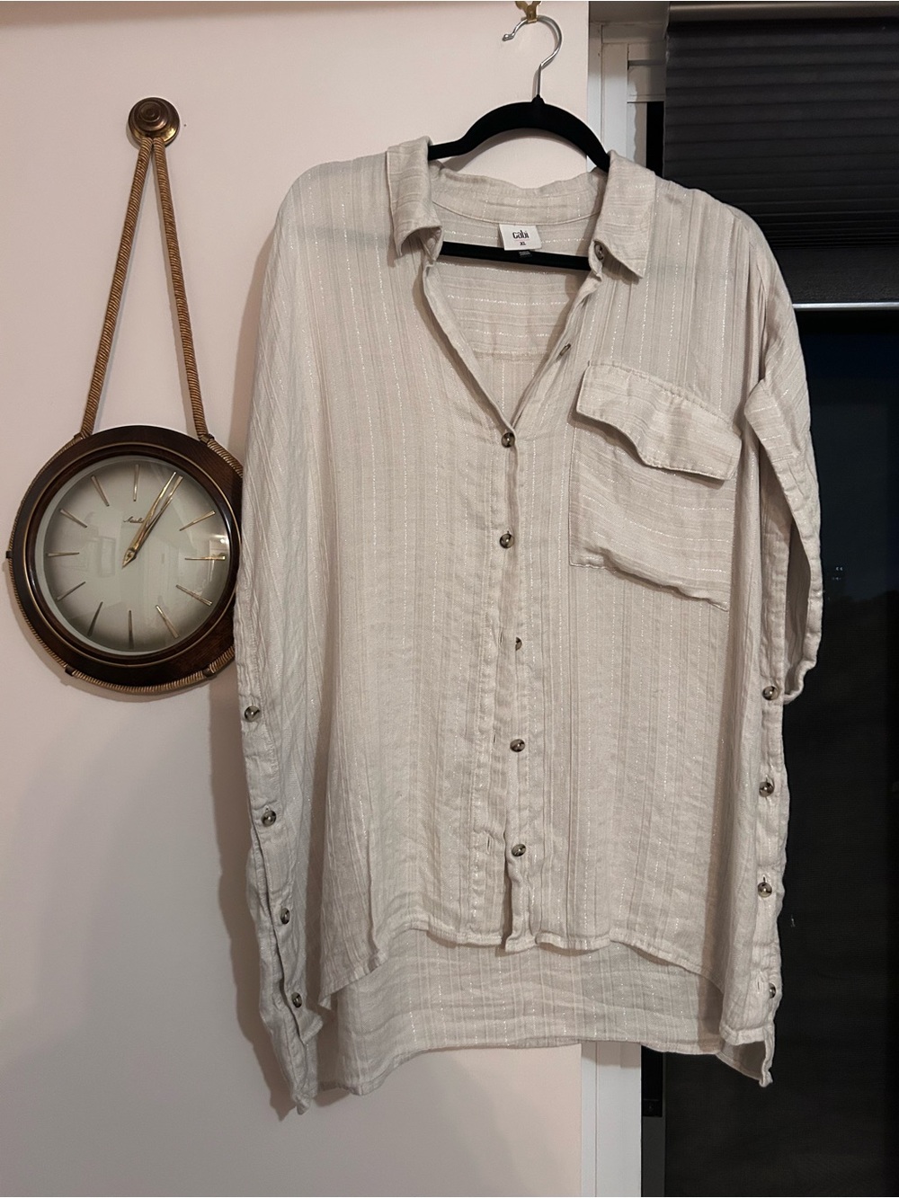Coastal Grandma Linen blouse with side button details